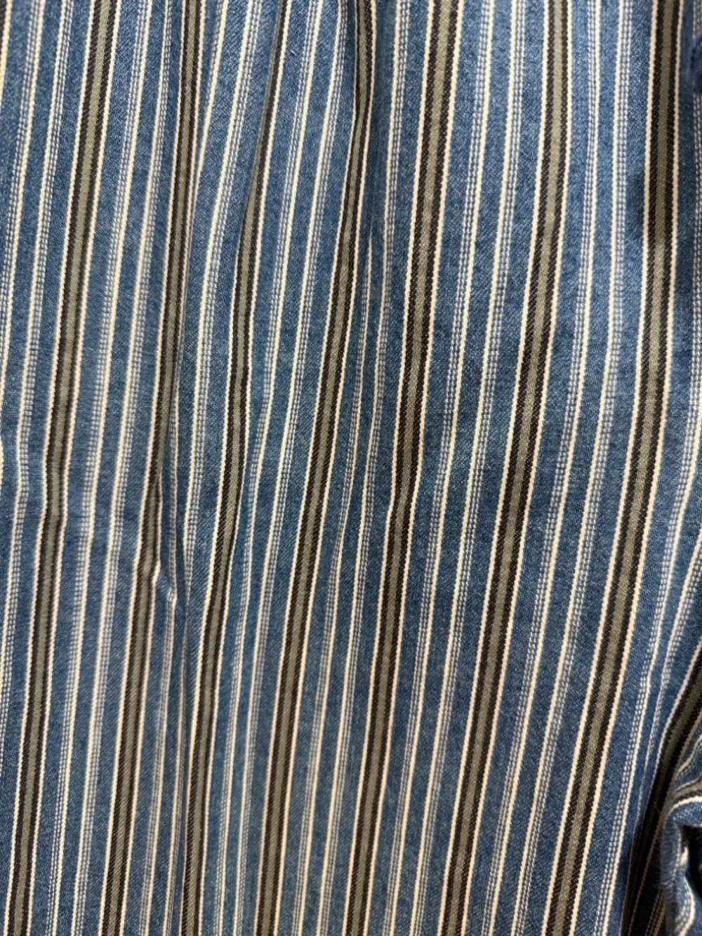 Vintage Orvis 100% Cotton denim stripped elastic waist drawstring pants size 14 - Picture 2 of 8